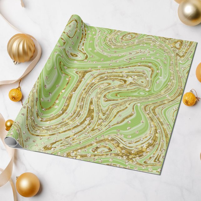Papel De Presente Elegante Green Sparkle suga sequências de brilho (Criador carregado)