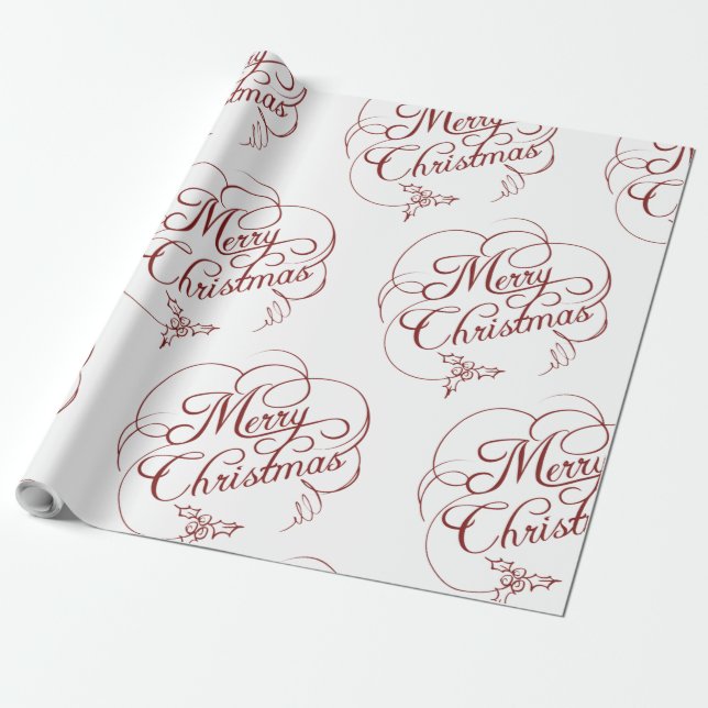 Papel De Presente Elegante Holly Felry Natal (Desenrolado)