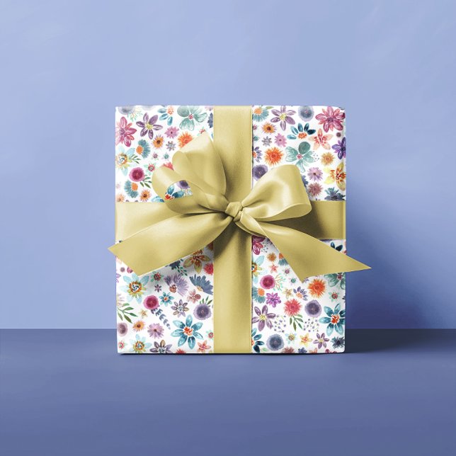 Papel De Presente Elegante Jardim Floral Botânico de Flores Silvestr (Criador carregado)