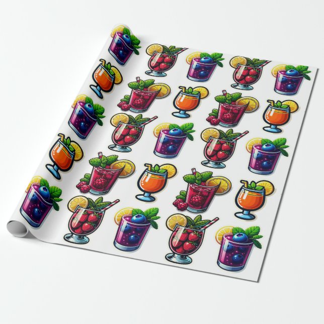 Papel De Presente Elegante Juice Glass (Desenrolado)