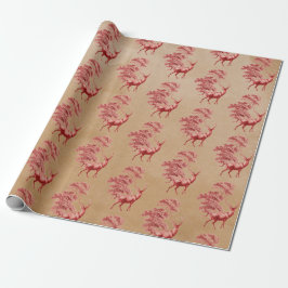 Papel De Presente Elegante Kraft Paper Red Deer in Forest
