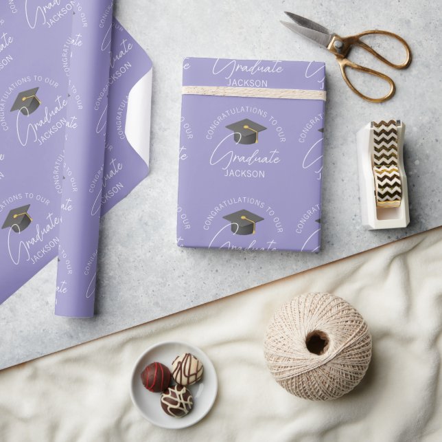 Papel De Presente Elegante Lavanda Graduada Personalizada de Formatu (Artesanato)