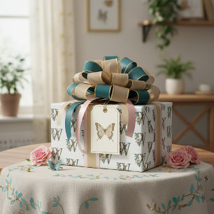 Papel De Presente Elegante letra floral boêmia W