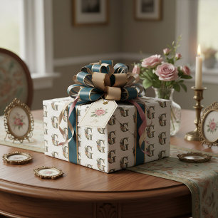 Papel De Presente Elegante letra G floral boêmia