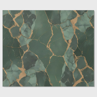Papel De Presente Elegante Livro Verde Dourado de Mármore