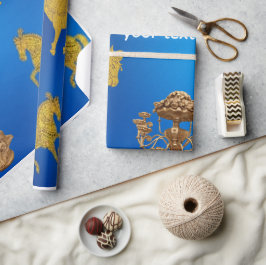 Papel De Presente Elegante Lustre Azul Real Candeeiro Pegasus