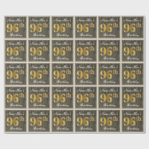 Papel De Presente Elegante, Madeira Falsa, Ouro Falso Aniversário de