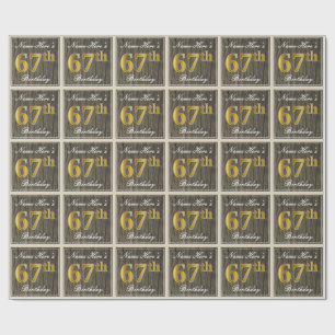 Papel De Presente Elegante, Madeira Falsa, Ouro Falso Aniversário de