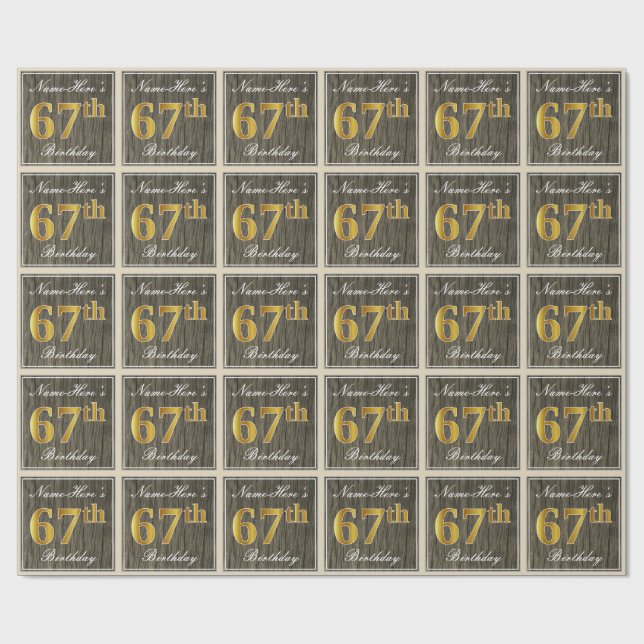 Papel De Presente Elegante, Madeira Falsa, Ouro Falso Aniversário de (Aberto)