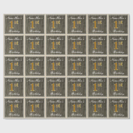Papel De Presente Elegante, Madeira Faux, primeiro aniversario Faux 