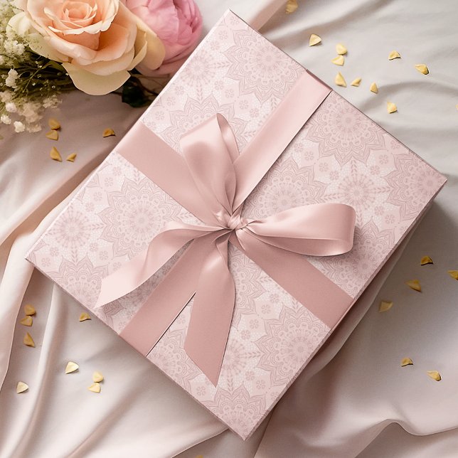 Papel De Presente Elegante Mandala Blush Rosa Dourado (Criador carregado)