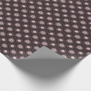 Papel De Presente Elegante Mandala Geométrica em Rosa Dourado