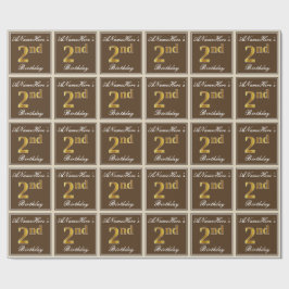 Papel De Presente Elegante, Marrom, Faux Dourado segundo aniversário