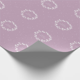 Papel De Presente Elegante Minimal Mauve Christmas Holly Wreath