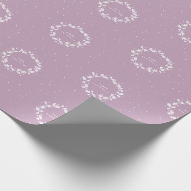 Papel De Presente Elegante Minimal Mauve Christmas Holly Wreath (Ponta)