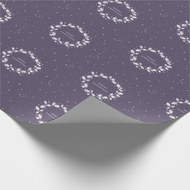 Papel De Presente Elegante Mínimo Escuro de Natal Roxo Holly Wreath (Ponta)