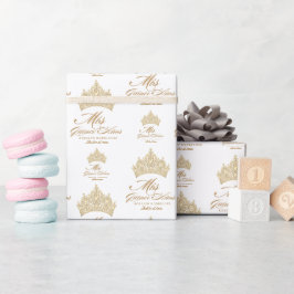 Papel De Presente Elegante Mis Quince Anos Dourada Tiara