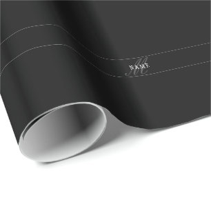 Papel De Presente Elegante Monograma de Script Editável Preto Cinza 