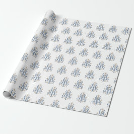 Papel De Presente Elegante Monograma Mariano com Flor-de-Lis Católic