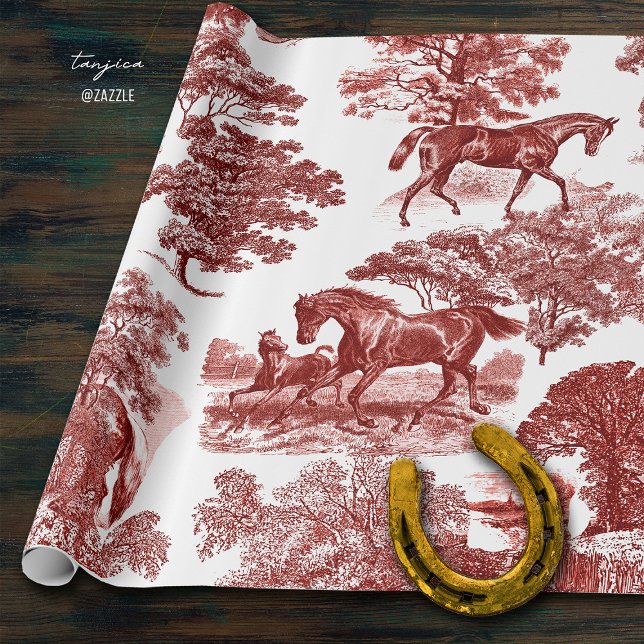 Papel De Presente Elegante, Na moda, Cavalos de Pedra Vermelho (Criador carregado)