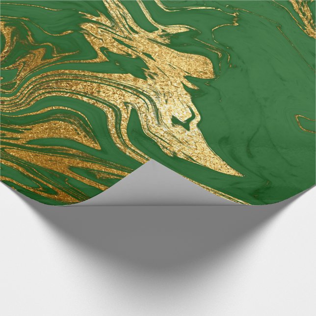 Papel De Presente Elegante na moda de ouro e mármore verde moderno (Ponta)