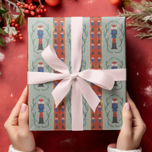 Papel De Presente Elegante Natal Azul Agradável Natal Quebra-Nozes