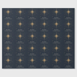 Papel De Presente Elegante Natal Celestial, estilo Midnight Navy