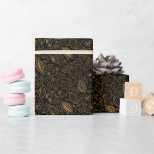 Papel De Presente Elegante Negócios Flor de Cacau Fruta Ouro Preto