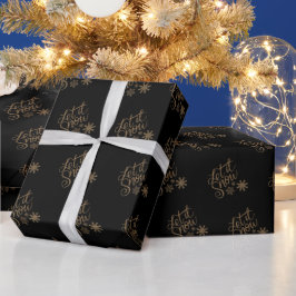 Papel De Presente Elegante Negro E Dourado Natal