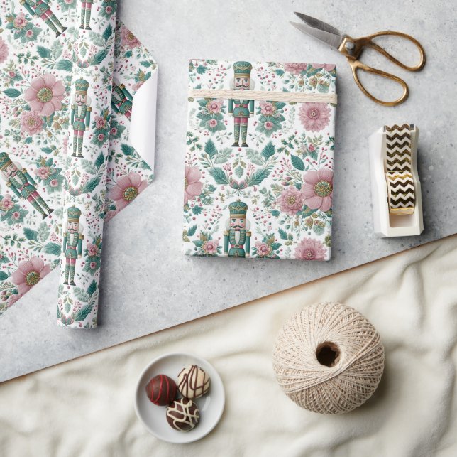 Papel De Presente Elegante Noz-Crracker e Impressão de Flores (Artesanato)