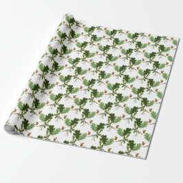 Papel De Presente Elegante Oak Leaf e Acorn