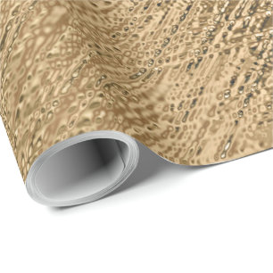 Papel De Presente Elegante Olhar de Textura Áspera em Dourado Metáli