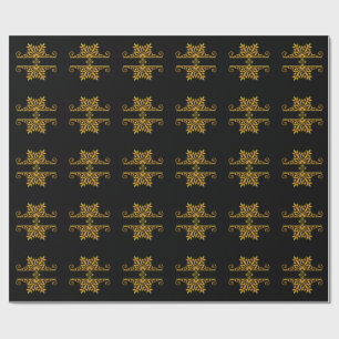 Papel De Presente Elegante Ornamento Floral Dourado Estilo Barroco