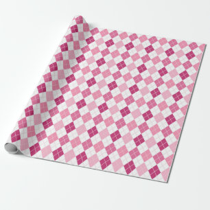 Papel De Presente Elegante Padrão Argyle: Delícia Rosa e Roxa