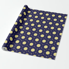 Papel De Presente Elegante Padrão de Azulejos Geométricos em Azul Ma