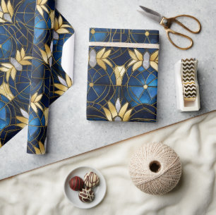 Papel De Presente Elegante padrão de falso vidro manchado de Lótus D