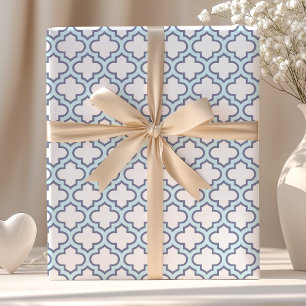 Papel De Presente Elegante padrão de quatro folhas marroquino azul c