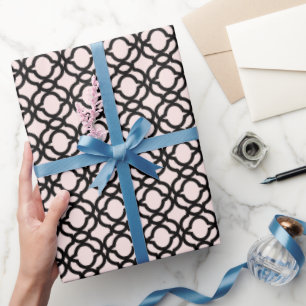 Papel De Presente Elegante Padrão de Trevo Moderno Preto para Casame