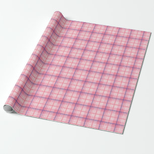 Papel De Presente Elegante Padrão Xadrez de Vermelho Rosa Azul