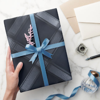 Papel De Presente Elegante padrão xadrez em grade de aço luxuoso pra