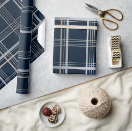 Papel De Presente Elegante padrão xadrez em grade de luxo azul-marin