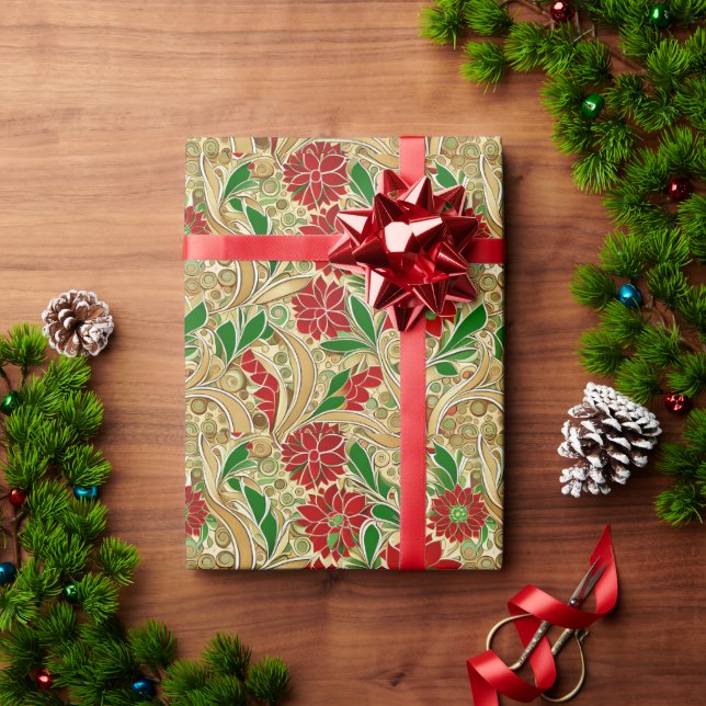 Papel De Presente Elegante Poinsettia (Presente de Natal)