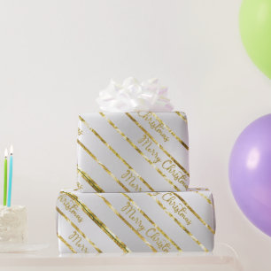Papel De Presente Elegante Prata Dourada Feliz Natal