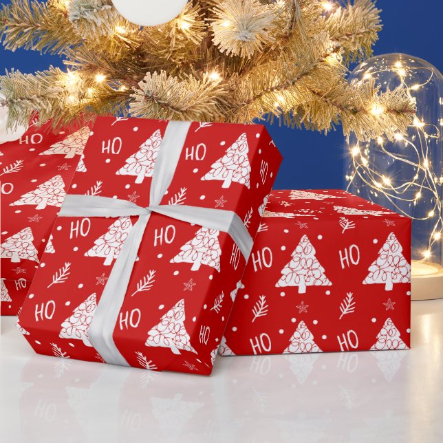 Papel De Presente Elegante Red Felry Christmas Holidays Script (Feriados)