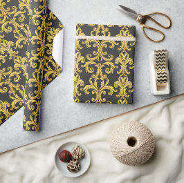 Papel De Presente Elegante Renascimento Rococó Dourado e Barroco em 