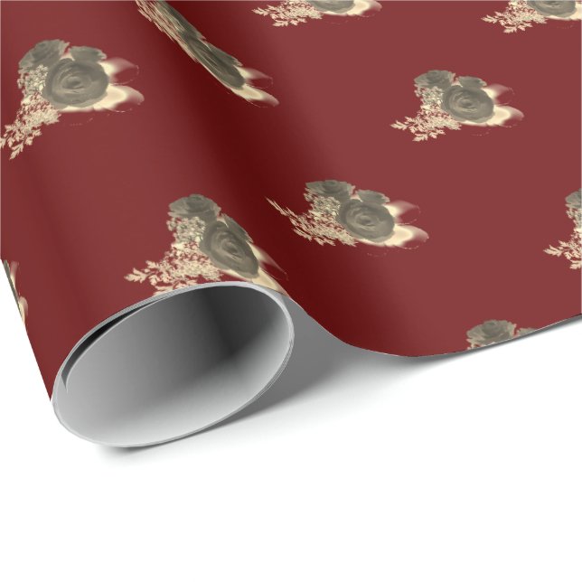 Papel De Presente Elegante Rosa Corsage  (Ponta do rolo)