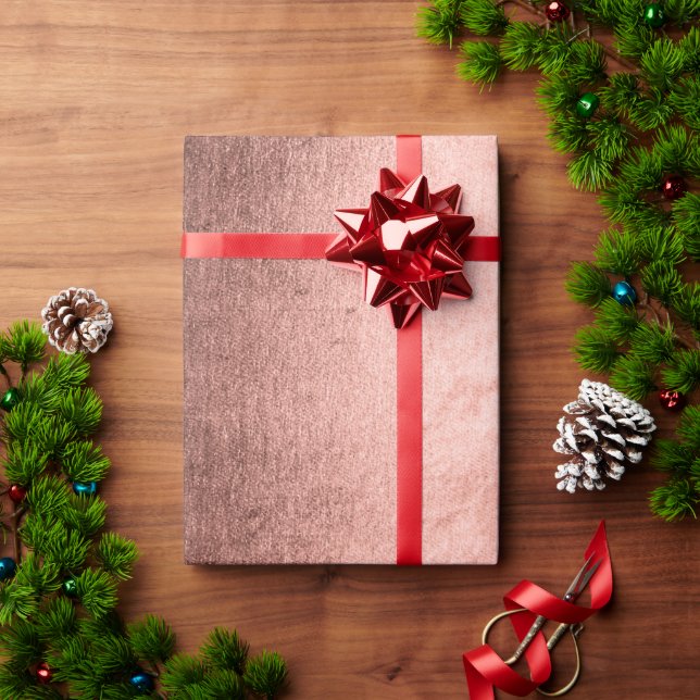 Papel De Presente Elegante rosa de cobre moderno metálico (Presente de Natal)