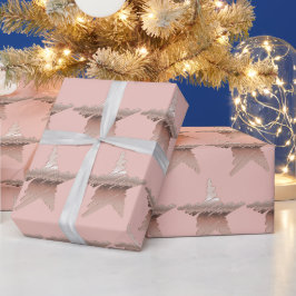 Papel De Presente Elegante rosa dourado, cor-de-rosa estrela