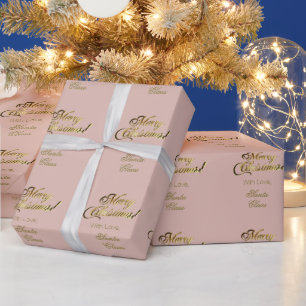 Papel De Presente Elegante Rosa Dourado, Sereia de Natal Rosa