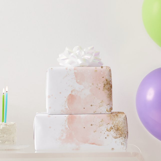 Papel De Presente Elegante Rosa E Dourado (Presentes para festas)